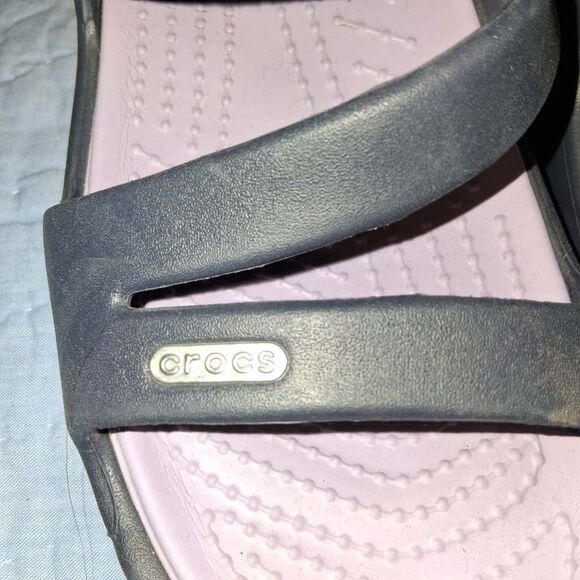 CROCS Women's Blue Gray Sandals Size 11W - Picture 5 of 9